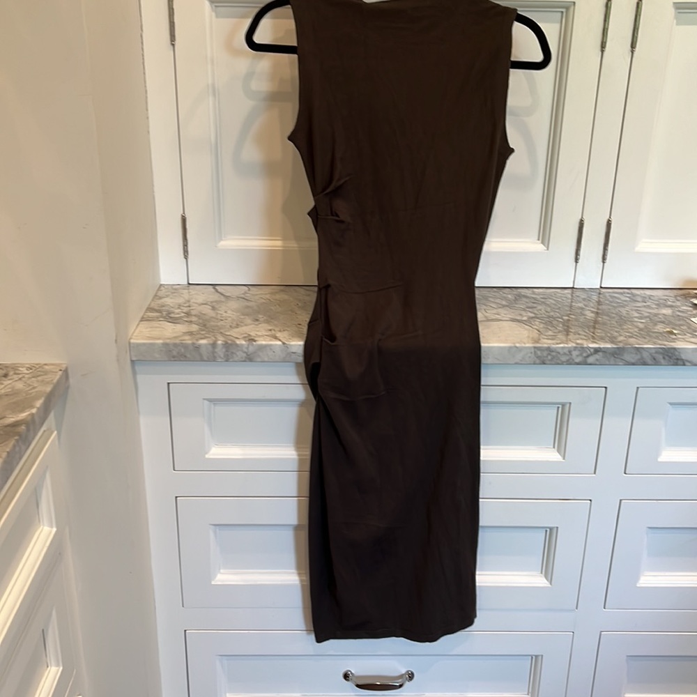 AllSaints Sleeveless Midi Dress in Dark Brown - Picture 3 of 3